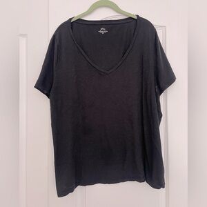 J Crew V neck “vintage cotton” black short sleeved tee Size 2X